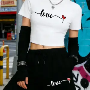 Trend Kalp Aşk Mektubu Baskılı Babby Teelar Şortlar Kadın İki Parçalı Set Beş Nokta Pantolon İ