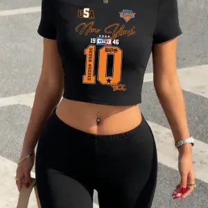 Trend New York Brooklys Numara 10 Baskılı Babby TeeTişört ve Şort Kadın İki Parça Takım Üst Panto