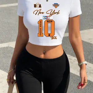 Trend New York Brooklys Numara 10 Baskılı Babby TeeTişört ve Şort Kadın İki Parça Takım Üst Panto