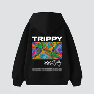 Trippy Baskılı Oversize Unisex Beyaz