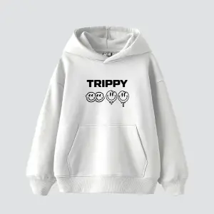 Trippy Baskılı Oversize Unisex Beyaz