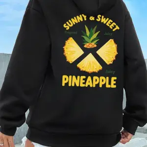 Tropikal Sulu Ananas Baskılar Kapüşonlular Bayan Kış Polar Sıcak Tişörtü Rahat Cep Kazaklar R