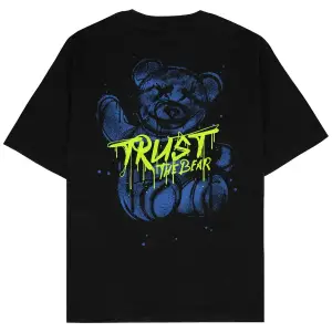 Trust The Bear Siyah Oversize Unisex T-shirt