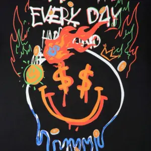 Try To Make Renkli Oversize Bisiklet Yaka Pamuklu Sweatshirt Beyaz