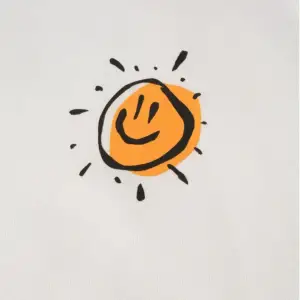 Try To Make Renkli Oversize Bisiklet Yaka Pamuklu Sweatshirt Beyaz