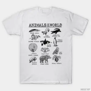 Tüm Dünyanın Hayvanları Vintage Komik Hayvan Meme Tişörtü Erkekler Kadınlar İçin %100 Pamuk T