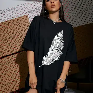 Tüy Baskılı Oversize Kalıp Unisex T-shirt