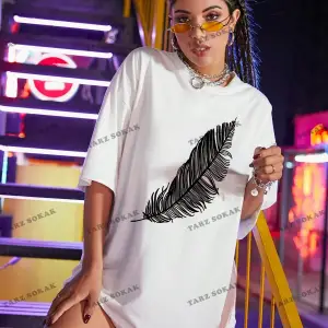 Tüy Baskılı Oversize Kalıp Unisex T-shirt