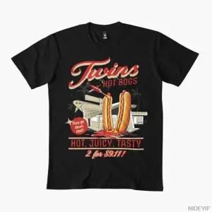 Twins Hot Dogs Juicy Tasty 2 T-shirt Erkekler Kadınlar Için % 100% Pamuk T Shirt Kısa Kollu Ü