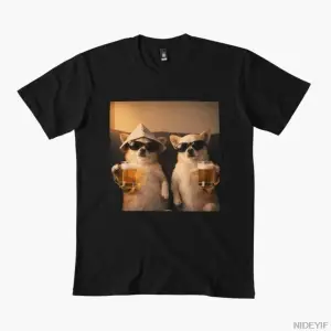 Two Cool Chihuahuas — Erkekler Kadınlar İçin Bira Gecesi Tişörtü %100 Pamuklu Tişörtler Kısa