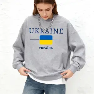 Ukrayna Bayrağı Mektup Baskılar Kadın Kazak Kış Bisiklet Yaka Kapüşonlular Temelleri Sıcak Ko