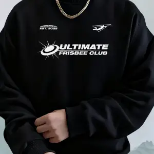 Ultimate Frisbee Club Prints Erkek Sonbahar Modası Kapüşonlu Üst Bol Basit Tişörtler Sokak Po