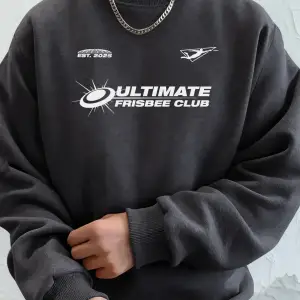 Ultimate Frisbee Club Prints Erkek Sonbahar Modası Kapüşonlu Üst Bol Basit Tişörtler Sokak Po