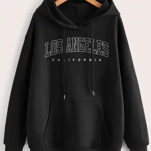 Unique----Unisex Beyaz Los Angeles Baskılı Kapüşonlu Oversize Sweatshirt