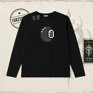 Unisex 8 Ball Biskilet Yaka  Long Sleeve Beyaz