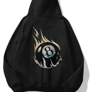 Unisex 8ball Fire Sweatshirt Hoodie Siyah