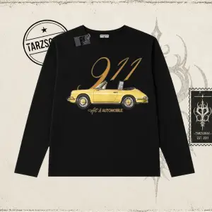 Unisex 911 Art and Automobile Biskilet Yaka  Long Sleeve Beyaz