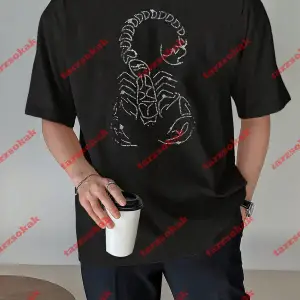 Unisex Akrep Baskılı Tshirt Beyaz