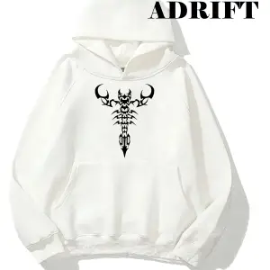 Unisex Akrep Sweatshirt Hoodie Kapşonlu Beyaz