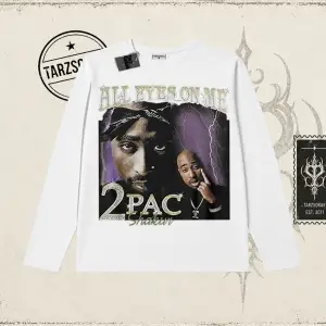 Unisex All Eyes On Me Tupac Biskilet Yaka  Long Sleeve Beyaz