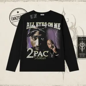 Unisex All Eyes On Me Tupac Biskilet Yaka  Long Sleeve Beyaz