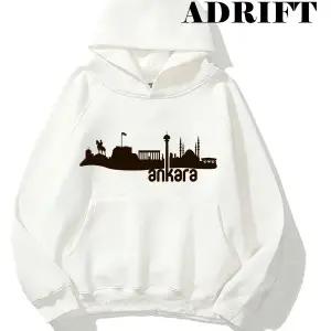 Unisex Ankara Sweatshirt Hoodie Kapşonlu Beyaz