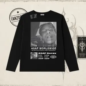 Unisex Asap Worldwide Biskilet Yaka  Long Sleeve Beyaz