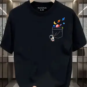 UNİSEX Astronot Minimalis Baskı T-shirt