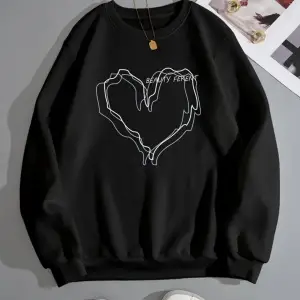 Unisex B Harfli Siyah Sweatshirt Trndz232