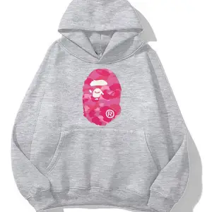 unisex Bape Baskılı oversize sweatshirt gri