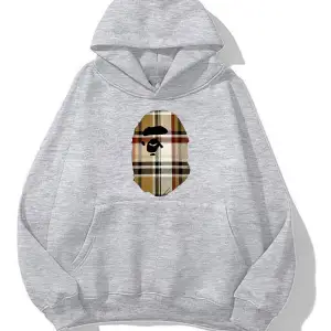 unisex Bape Baskılı oversize sweatshirt gri