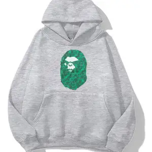unisex Bape Baskılı oversize sweatshirt gri