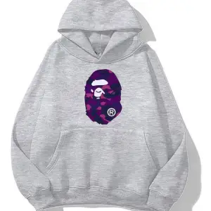 unisex Bape Baskılı oversize sweatshirt gri