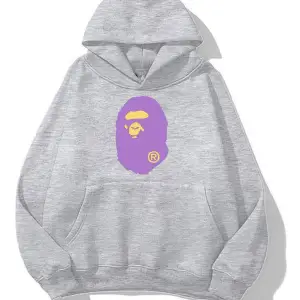 unisex Bape Baskılı oversize sweatshirt gri