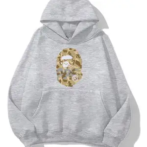 unisex Bape Baskılı oversize sweatshirt gri