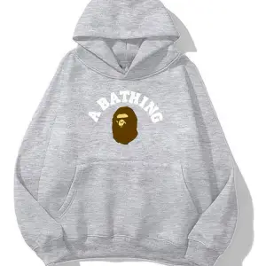 unisex Bape Baskılı oversize sweatshirt gri