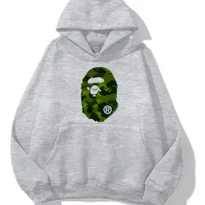 unisex Bape Baskılı oversize sweatshirt gri