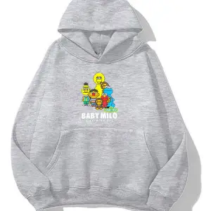 unisex Bape Baskılı oversize sweatshirt gri