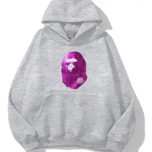 unisex Bape Baskılı oversize sweatshirt gri