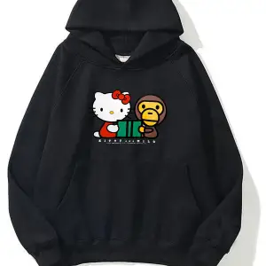 unisex Bape Baskılı oversize sweatshirt gri