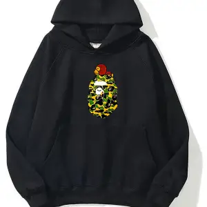 unisex Bape Baskılı oversize sweatshirt gri