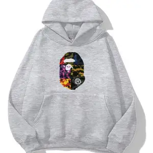 unisex Bape Baskılı oversize sweatshirt siyah gri