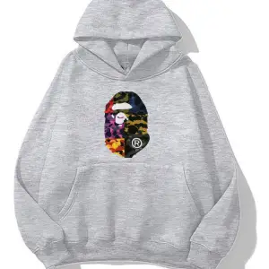 unisex Bape Baskılı oversize sweatshirt siyah gri