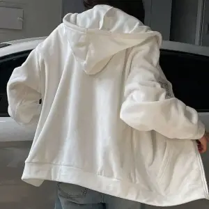 Ünisex Basic Slim Fit Kapüşonlu Fermuarlı Cepli Sweatshirt Bej Bej