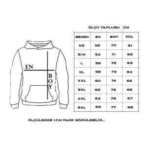 Unisex Baskılı Kapüşonlu Fermuarlı Sweatshirt Siyah