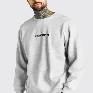 Unisex Baskılı Oversize Kapşonlu Sweatshirt Gri