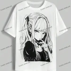 Unisex BAY  Anime Sevimli Anime Kız Baskı Casual Kadın Gevşek Kısa Kollu Tişört KOD-1308