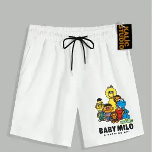 UNİSEX Bay Bape Desenli Beyaz Yazlık ŞORT