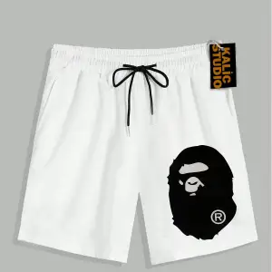 UNİSEX Bay Bape Desenli Beyaz Yazlık ŞORT