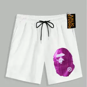 UNİSEX Bay Bape Desenli Beyaz Yazlık ŞORT